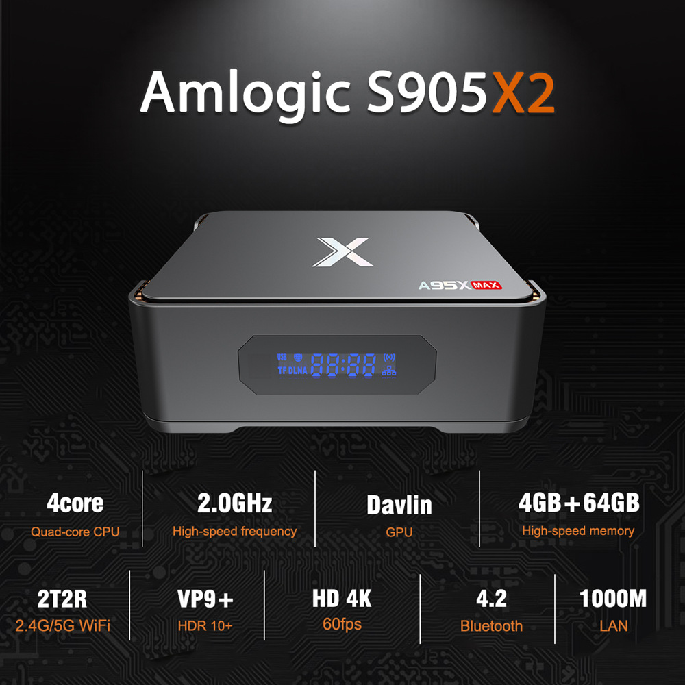 A95X MAX Android Smart TV Box S905X2 Quad Core WIFI Bluetooth