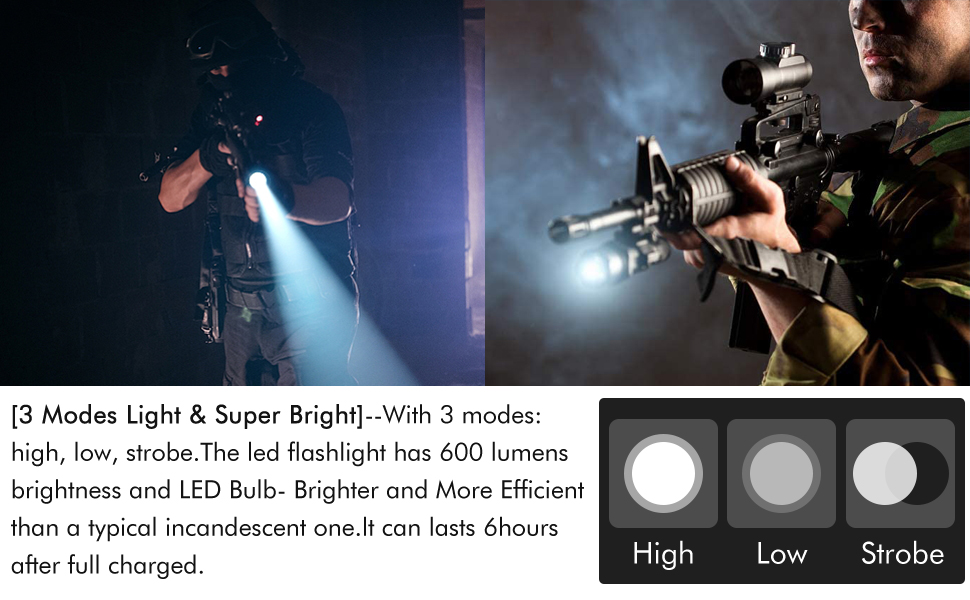 Tactical Flashlight with Green Laser Sight 600 Lum