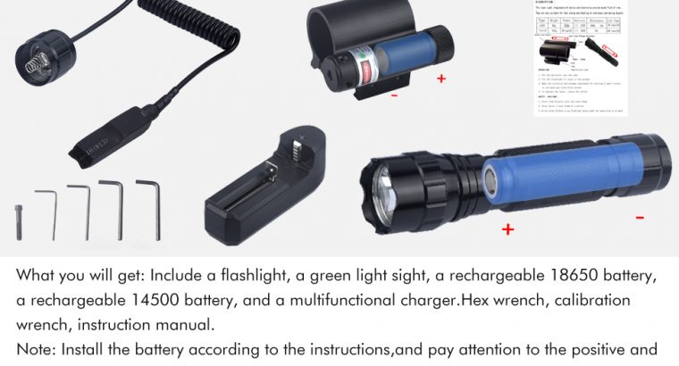 Tactical Flashlight with Green Laser Sight 600 Lum